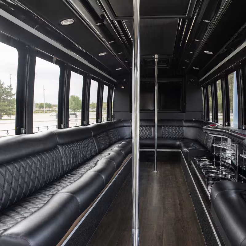 Passenger watching the Lincoln scenery during a regional party bus road trip