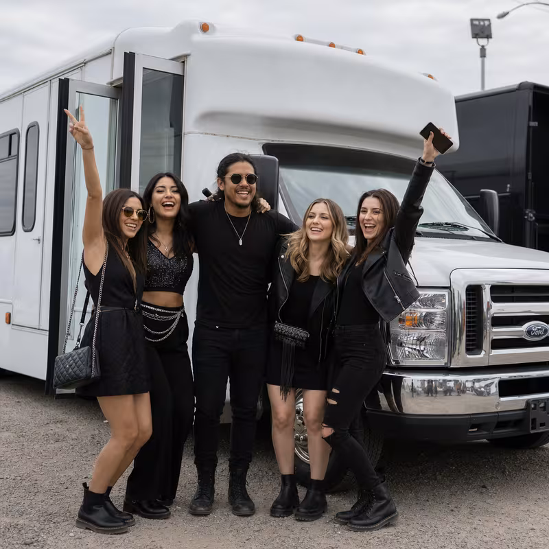 Black Mercedes Sprinter van staged for an Lincoln Concert Transportation group