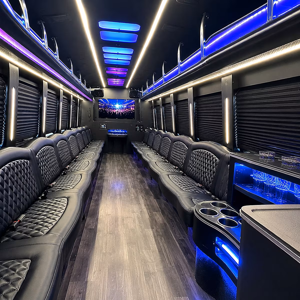 Lincoln Concert & Music Festival Transportation party bus interior