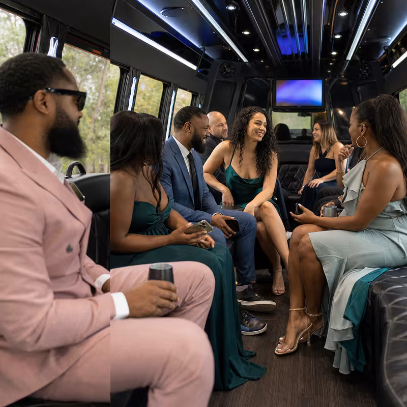 Black Mercedes Sprinter van staged for an Lincoln Private Event Transportation group